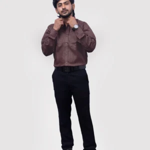 plain-classic-polyester-mens-woven-shirt-brown-timeless-comfort-effortless-style