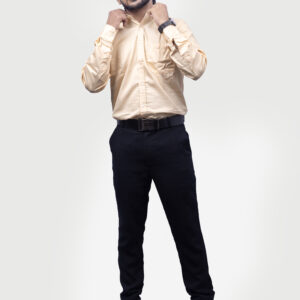 plain classic 100% cotton men’s woven shirt – beige timeless comfort, effortless style