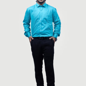 plain classic 100% cotton men’s woven shirt – blue green timeless comfort, effortless style