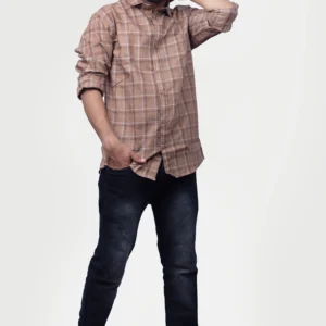 check-classic-100-cotton-mens-woven-shirt-sandal-brown-timeless-comfort-effortless-style