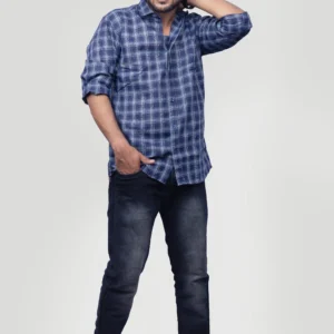 check-classic-100-cotton-mens-woven-shirt-navy-blue-timeless-comfort-effortless-style