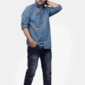 check-classic-100-cotton-mens-woven-shirt-blue-green-timeless-comfort-effortless-style