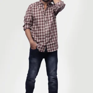 check-classic-100-cotton-mens-woven-shirt-brown-timeless-comfort-effortless-style